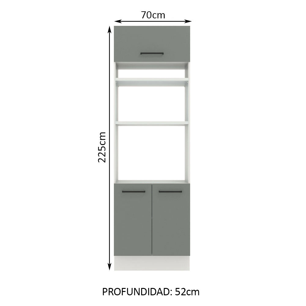 Mueble de cocina para Horno/ Microondas 70 cm Sin cajones 3 Puertas Agata Blanco/Gris
