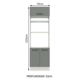 Mueble de cocina para Horno/ Microondas 70 cm Sin cajones 3 Puertas Agata Blanco/Gris