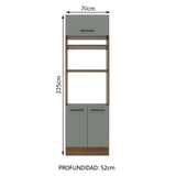 Mueble de cocina para Horno/ Microondas 70 cm Sin cajones 3 Puertas Agata Marrón/Gris