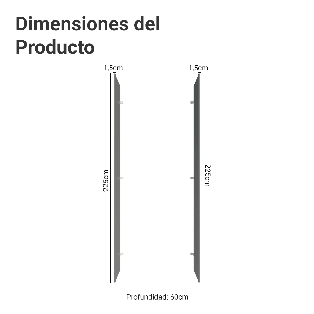 Panel de Cierre Lateral para Cocina 225 x 60cm Gris Madesa