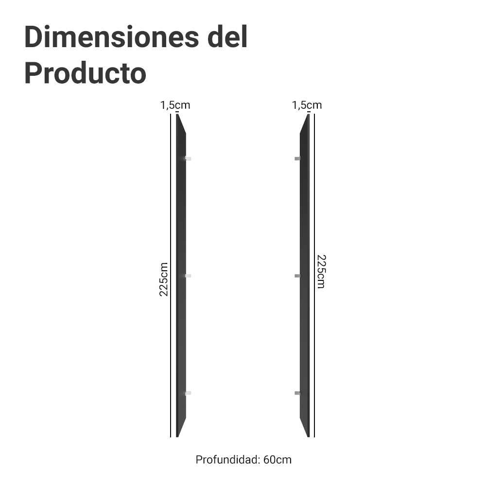 Panel de Cierre Lateral para Cocina 225 x 60 cm Negro Madesa
