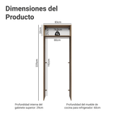 Mueble para empotrar Heladera 83 cm 1 Puerta Rebatible Marrón/Negro Agata Madesa