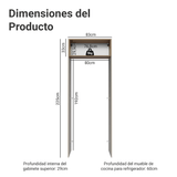Mueble para empotrar Heladera 83 cm 1 Puerta Abatible Crema/Marrón/Crema Vik Madesa