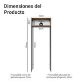 Mueble para empotrar Heladera 83 cm 1 Puerta Rebatible Gris/Marrón/Gris Agata Madesa