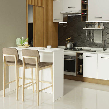 Isla de Cocina con Barra Desayunador 120 cm Blanco Madesa
