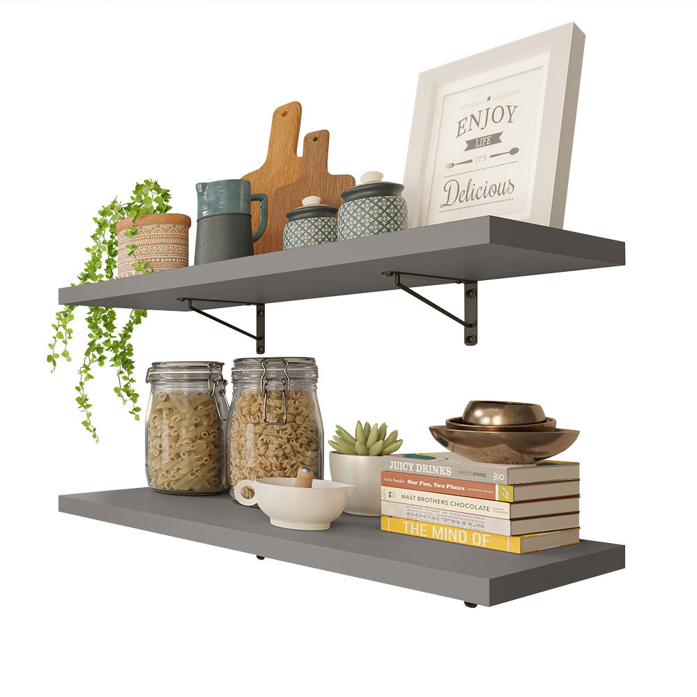 Kit 2 Estantes Suspendidas para Cocina 60 cm con Soporte Gris