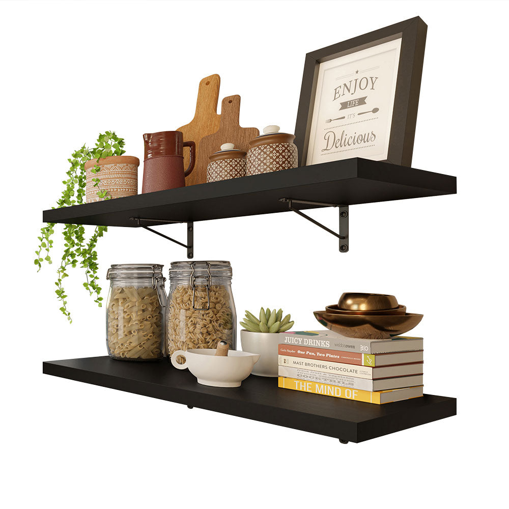 Kit 2 Estantes de Cocina Flotantes 60 cm Negro Madesa