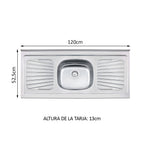 Bacha de Acero Inoxidable Tramontina 120 x 52 cm Madesa