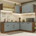 Combo completo de Cocina Esquinera 389 cm 9 Puertas 2 Cajones Sin Mesada Marrón/Gris Agata Madesa