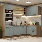 Combo completo de Cocina Esquinera 399 cm 10 Puertas 3 Cajones Sin Mesada Marrón/Gris Agata Madesa