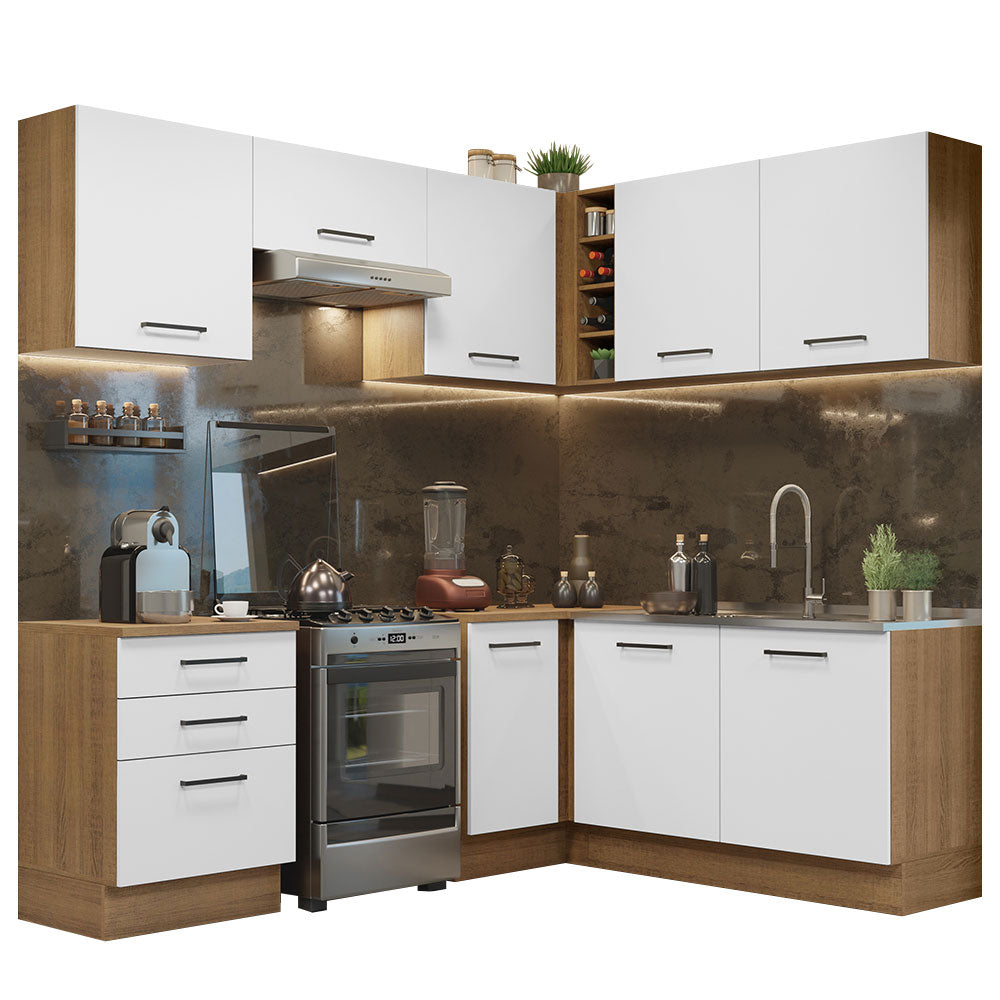 Combo completo de Cocina Esquinera 399cm Marrón/Blanco Agata Madesa 02