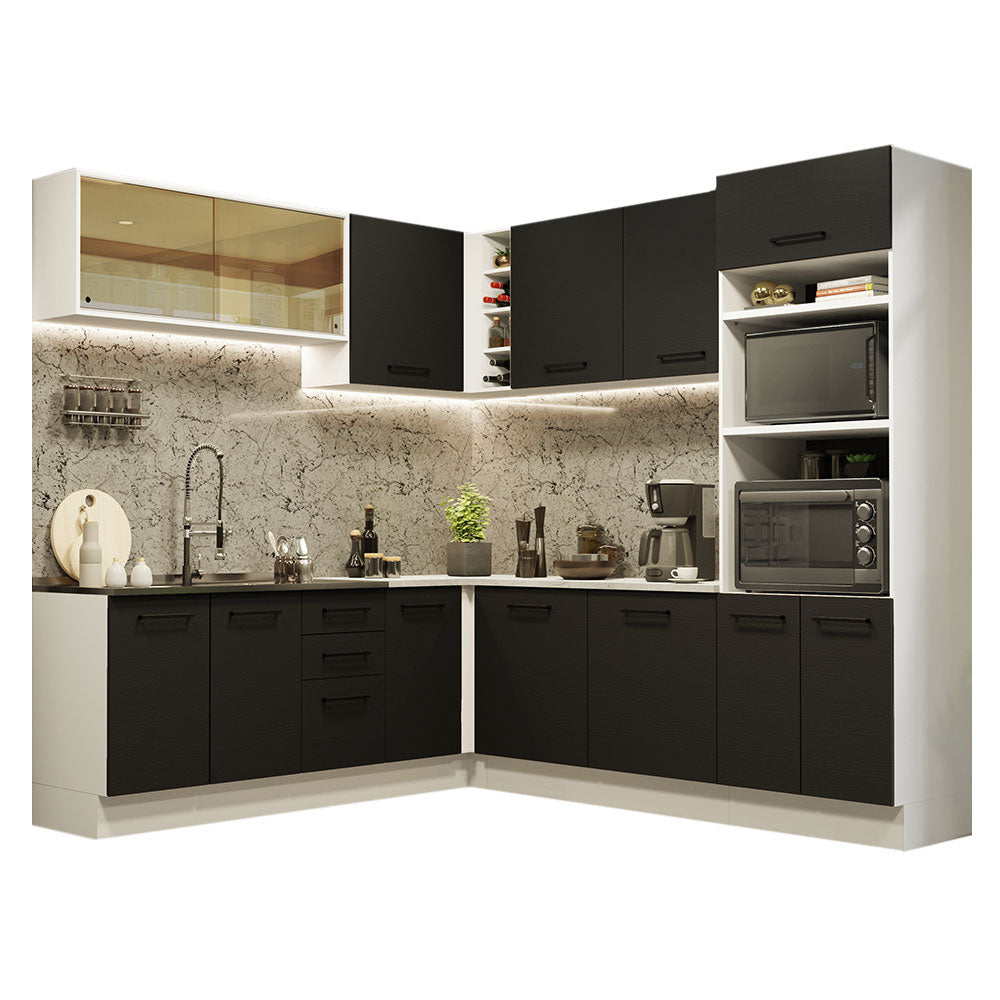 Combo completo de Cocina Esquinera 459cm Blanco/Negro Agata 01