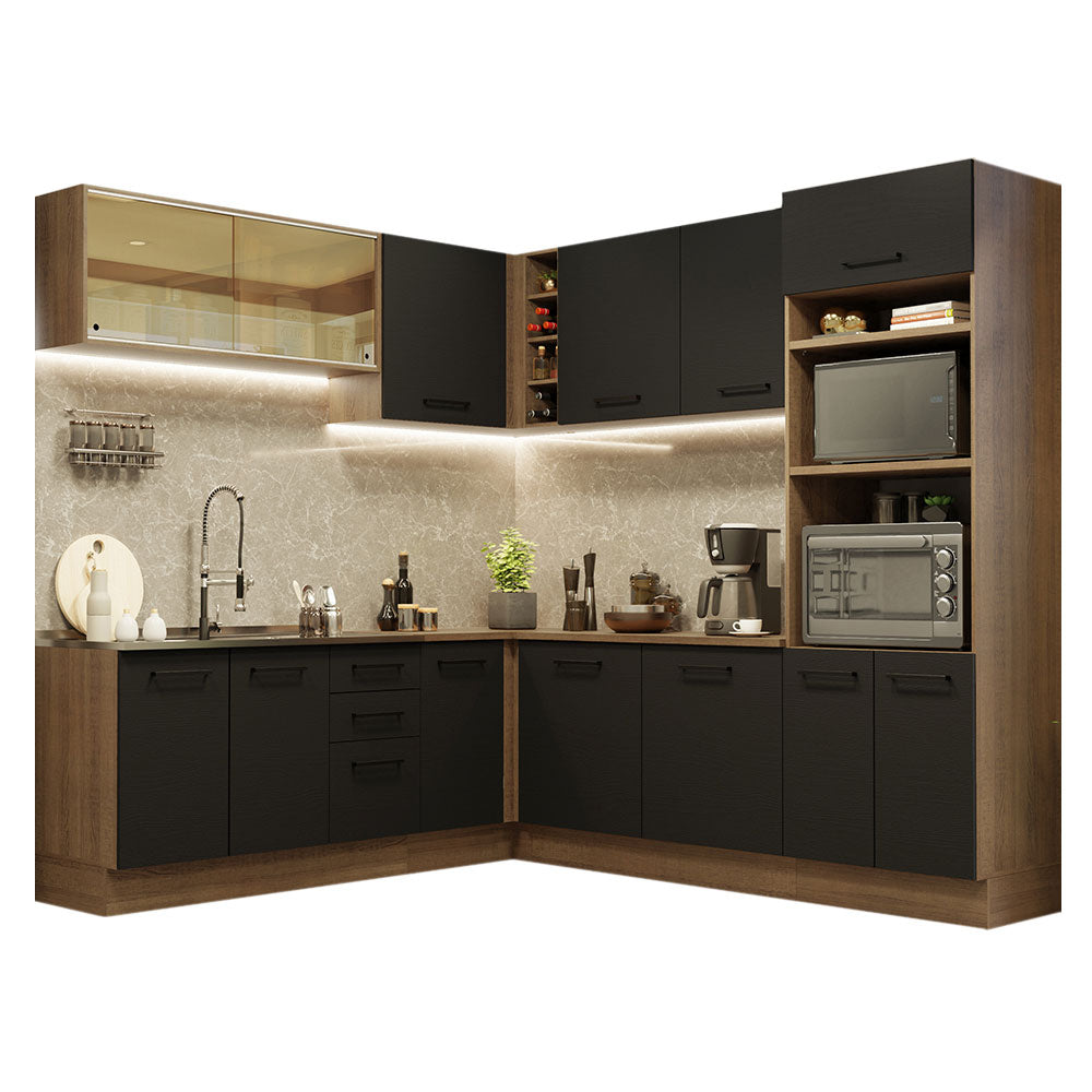 Combo completo de Cocina Esquinera 459cm Marrón/Negro Agata 01