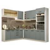 Combo completo de Cocina Esquinera 459cm Blanco/Gris Agata 01