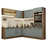 Combo completo de Cocina Esquinera 459cm Marrón/Gris Agata 01