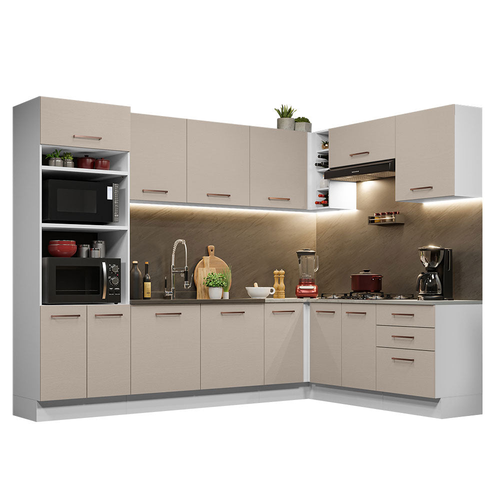 Combo completo de Cocina Esquinera 479cm Blanco/Crema Agata Madesa 01