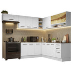 Combo completo de Cocina Esquinera 486 cm 13 Puertas 3 Cajones Sin Mesada Blanco Agata Madesa