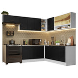 Combo Completo de Cocina Esquinera 486 cm Blanco/Negro 60 cm de Profundidad Agata Madesa 01
