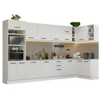 Combo completo de Cocina Esquinera 499 cm 14 Puertas 3 Cajones Sin Mesada Blanco Agata Madesa