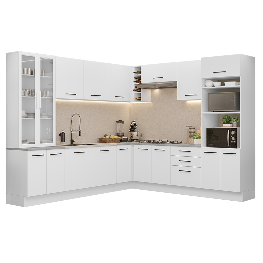 Combo completo de Cocina Esquinera con Cristalero 549 cm Madesa Agata BB 01