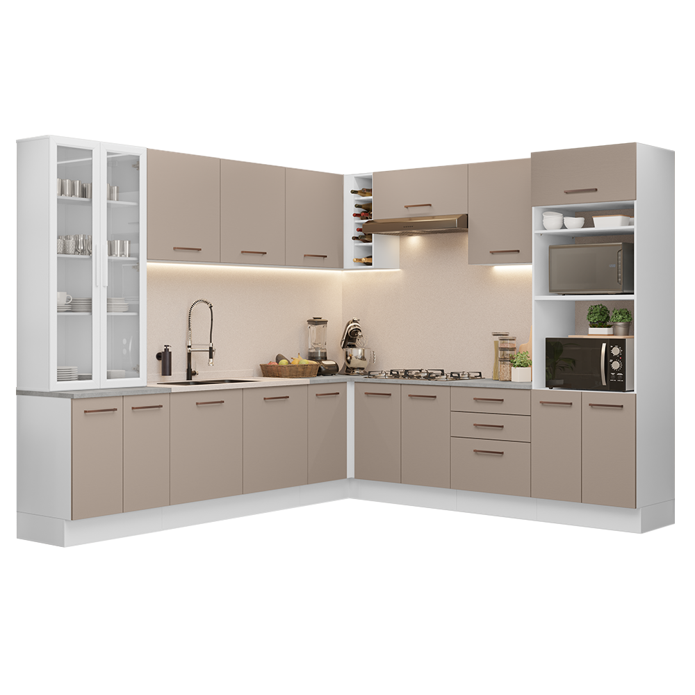 Combo completo de Cocina Esquinera  con Cristalero 549 cm Madesa Agata BC 01