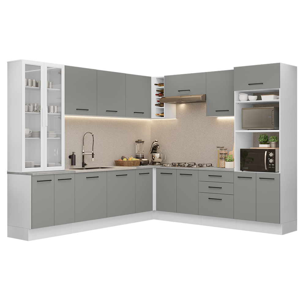 Combo completo de Cocina Esquinera con Cristalero 549 cm Madesa Agata BG 01