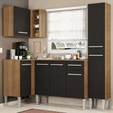 Combo completo de Cocina Esquinera Madesa Emilly 261cm Marrón/Negro 01