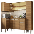 Combo completo de Cocina Esquinera 261 cm 9 Puertas 1 Cajón Marrón Emilly Madesa 03