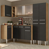 Combo completo de Cocina Esquinera Madesa Emilly 293cm Marrón/Negro 05