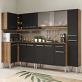 Combo completo de Cocina Esquinera 325 cm 13 Puertas 1 Cajón Marrón/Negro Emilly Madesa 03