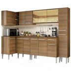 Combo completo de Cocina Esquinera 325 cm 13 Puertas 1 Cajón Marrón Emilly Madesa 04