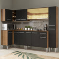 Combo completo de Cocina Esquinera 325 cm 13 Puertas 1 Cajón Marrón/Negro Emilly Madesa 04