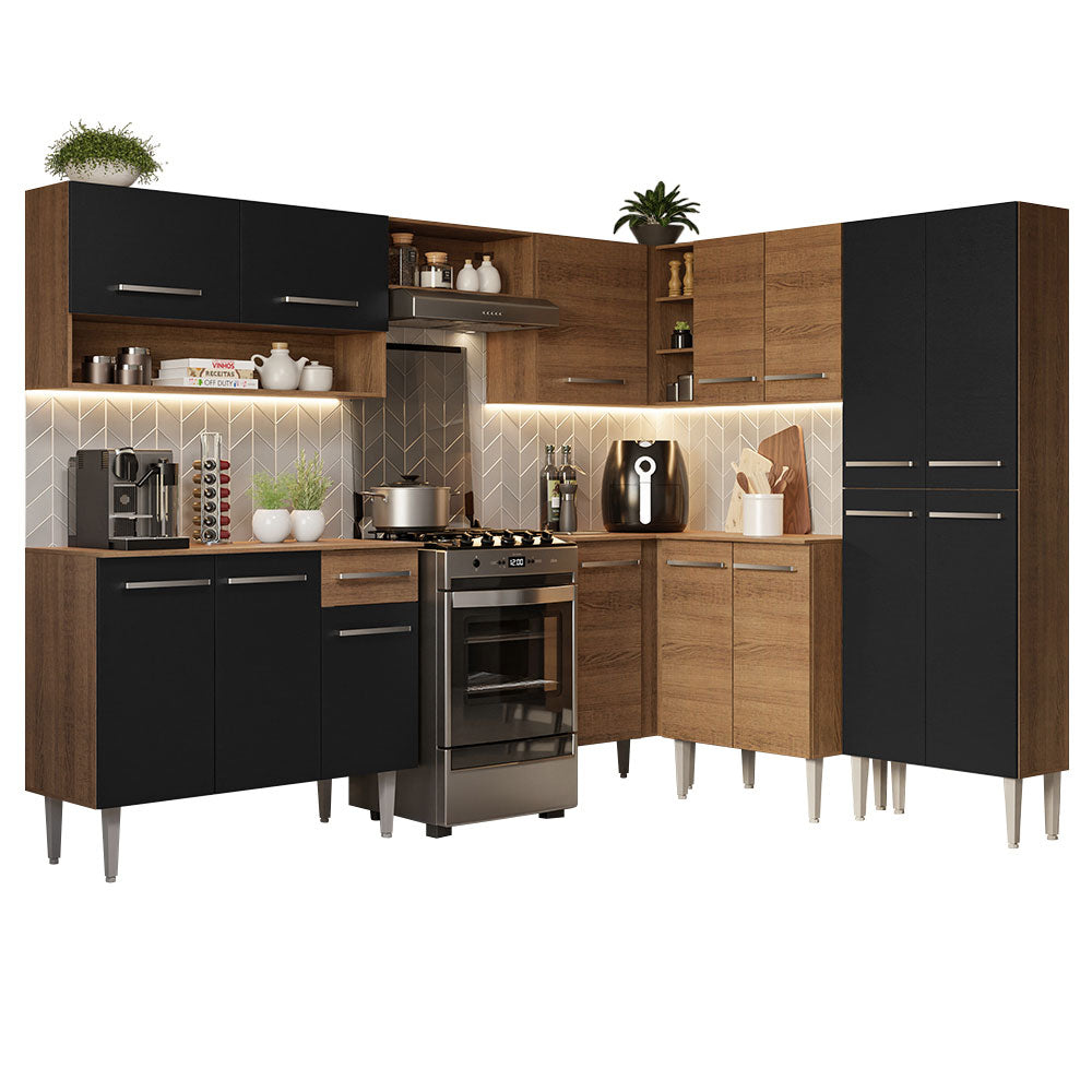 Combo completo de Cocina Esquinera Madesa 417cm Emilly 02 - Marrón