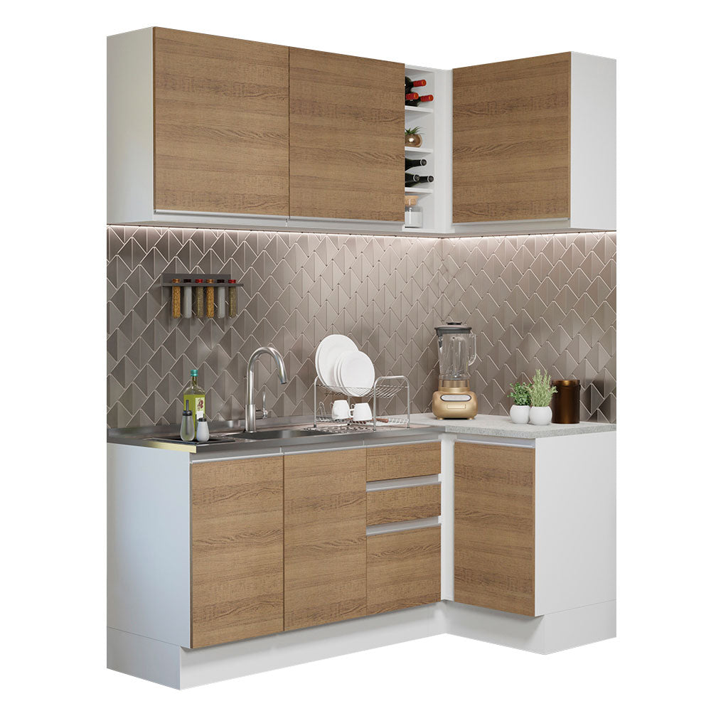 Combo completo de Cocina Esquinera 269cm Glamy Madesa 01 B/M