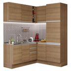 Combo completo de Cocina Esquinera 329 cm 9 Puertas 3 Cajones Sin Mesada Marrón Glamy Madesa
