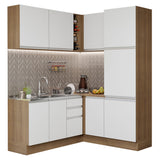 Combo completo de Cocina Esquinera 329cm Marrón/Blanco Glamy Madesa 01