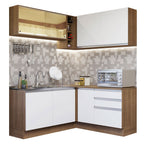 Combo completo de Cocina Esquinera 329 cm 7 Puertas 3 Cajones Sin Mesada Marrón/Blanco Glamy Madesa