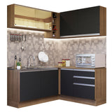 Combo completo de Cocina Esquinera 329cm Glamy Madesa 02 Marrón/Negro