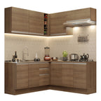 Combo completo de Cocina Esquinera 349 cm 9 Puertas 3 Cajones Sin Mesada Marrón Glamy Madesa 03