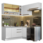 Combo completo de Cocina Esquinera 349 cm 7 Puertas 3 Cajones Sin Mesada Blanco Glamy Madesa