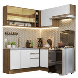 Combo completo de Cocina Esquinera 349cm Marrón/Blanco Glamy Madesa 06