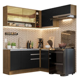 Combo completo de Cocina Esquinera 349cm Marrón/Negro Glamy Madesa 06