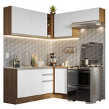 Combo completo de Cocina Esquinera 349cm Marrón/Blanco Glamy Madesa 07