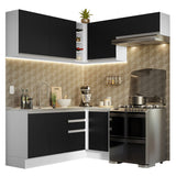 Combo completo de Cocina Esquinera 349cm Blanco/Negro Glamy Madesa 07