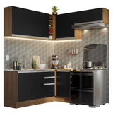 Combo completo de Cocina Esquinera 349cm Marrón/Negro Glamy Madesa 07