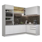 Combo completo de Cocina Esquinera 399 cm 10 Puertas 3 Cajones Sin Mesada Blanco Glamy Madesa