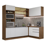 Combo completo de Cocina Esquinera 399cm Glamy Madesa 02 Marrón/Blanco