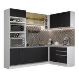 Combo completo de Cocina Esquinera 399cm Glamy Madesa 02 Blanco/Negro