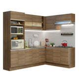 Combo completo de Cocina Esquinera 419cm Marrón Glamy Madesa 01