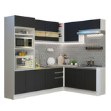 Combo completo de Cocina Esquinera 419cm Glamy Madesa 01 Blanco/Negro